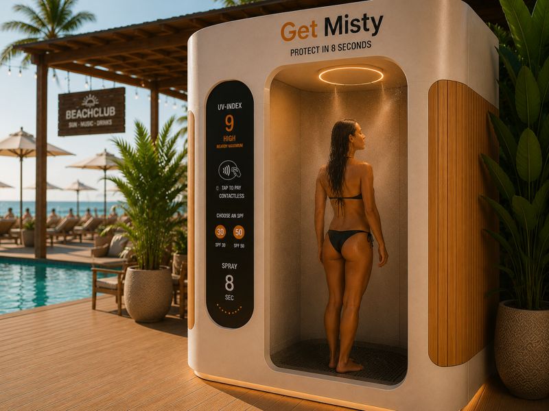 The 360-degree mist covering someone head to toe